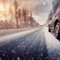 winter road in the morning