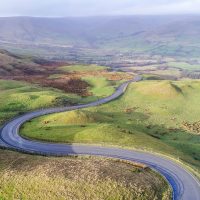 Winding road between Mam Tor and Dale, Derbyshire, UK